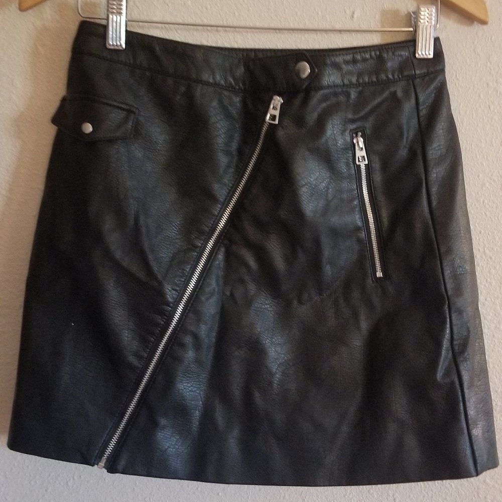 Divided womens faux leather black mini skirt size 6
